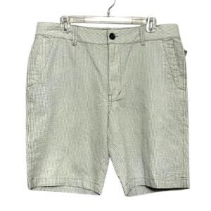 Union Chino Shorts Seersucker Pattern Flat Front Lightweight Green White 36W NWT
